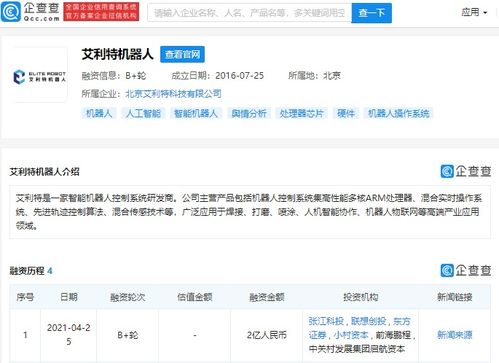 智能機器人控制系統研發商艾利特機器人完成B輪融資，投資方含聯想創投
